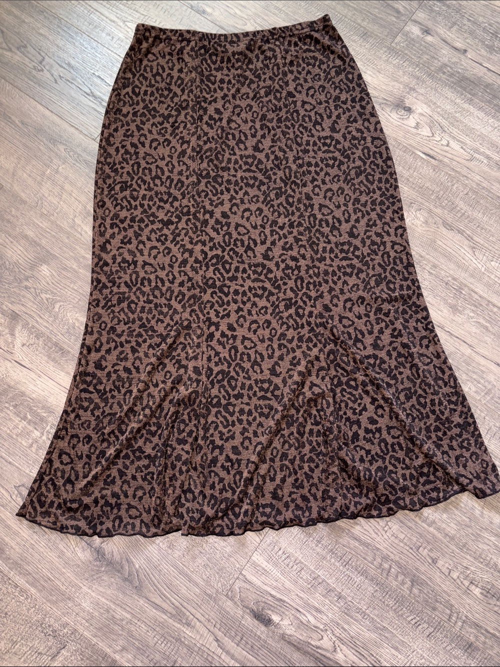 Briggs New York Brown and Black Leopard-Print Maxi Skirt
